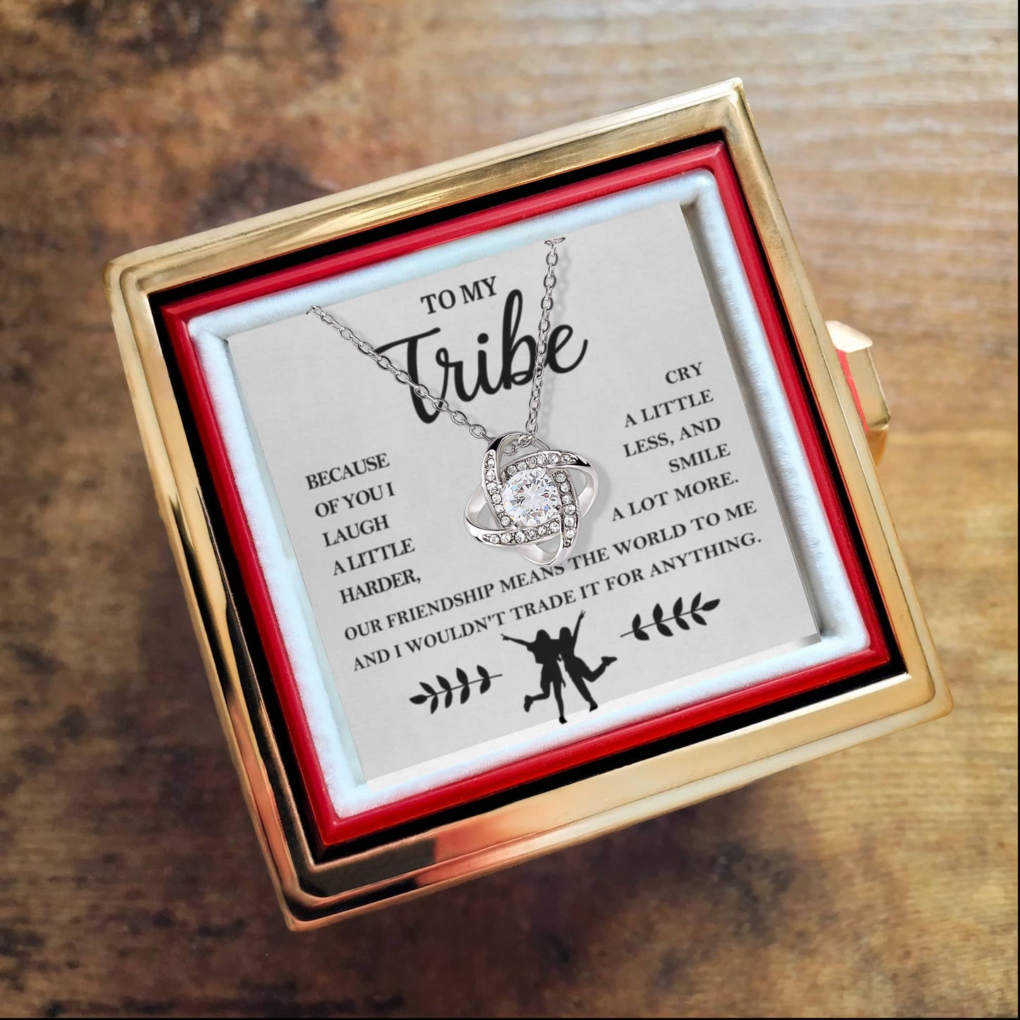 To My Tribe Love Knot with Rotating Rose Box-Express Your Love Gifts