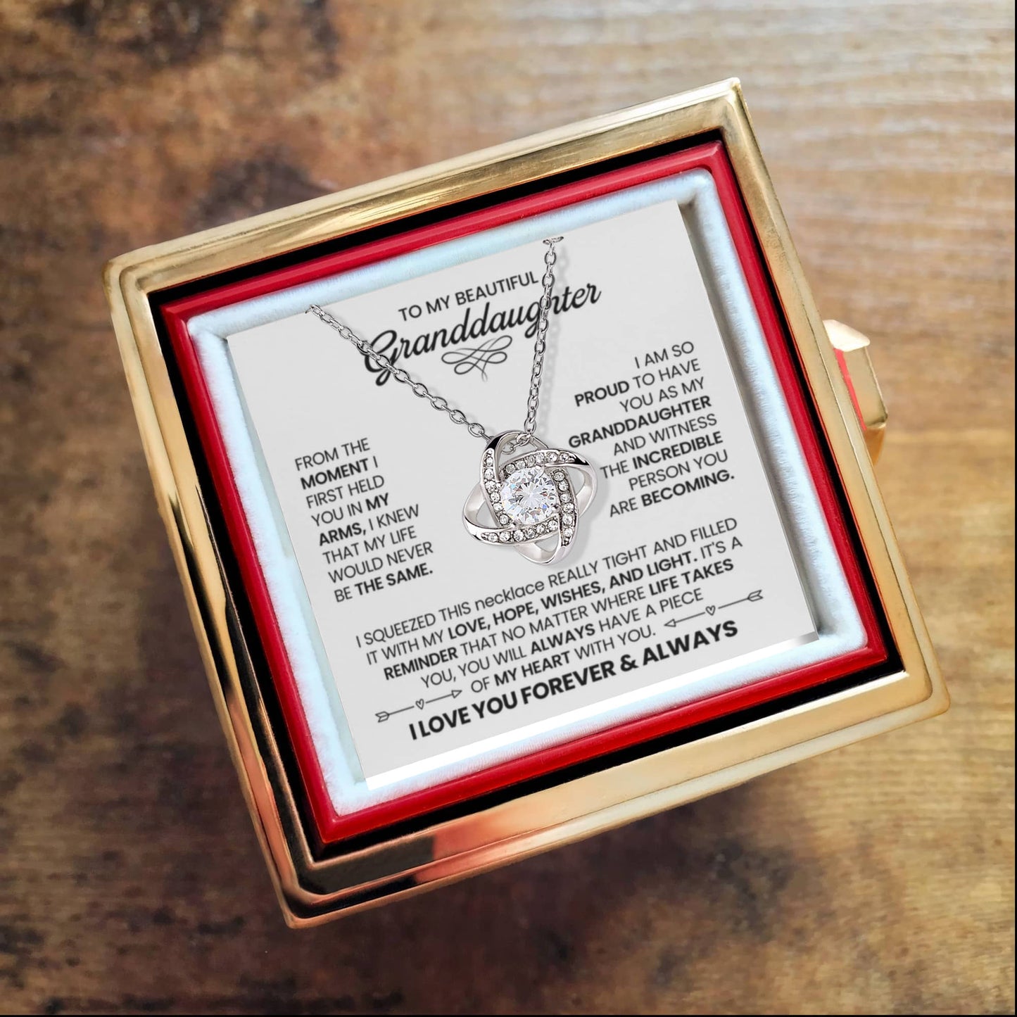 To Granddaughter I Squeezed Love Knot with Rotating Rose Box-Express Your Love Gifts