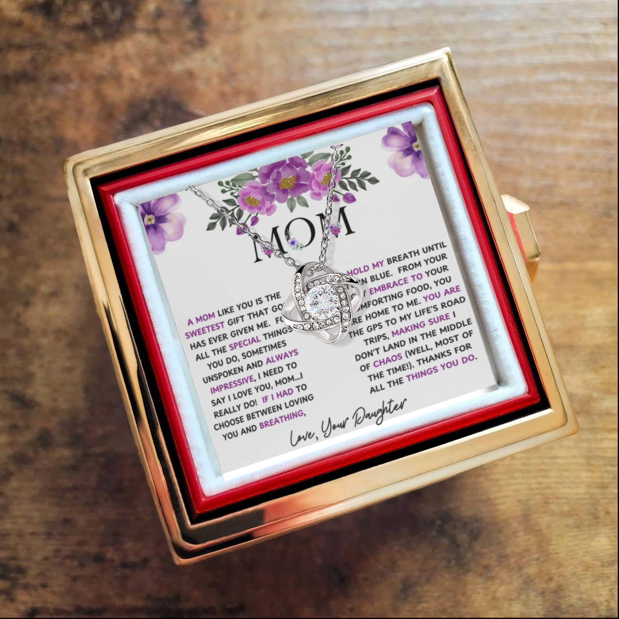 To Mom From Daughter A Mom Like You Love Knot with Rotating Rose Box-Express Your Love Gifts