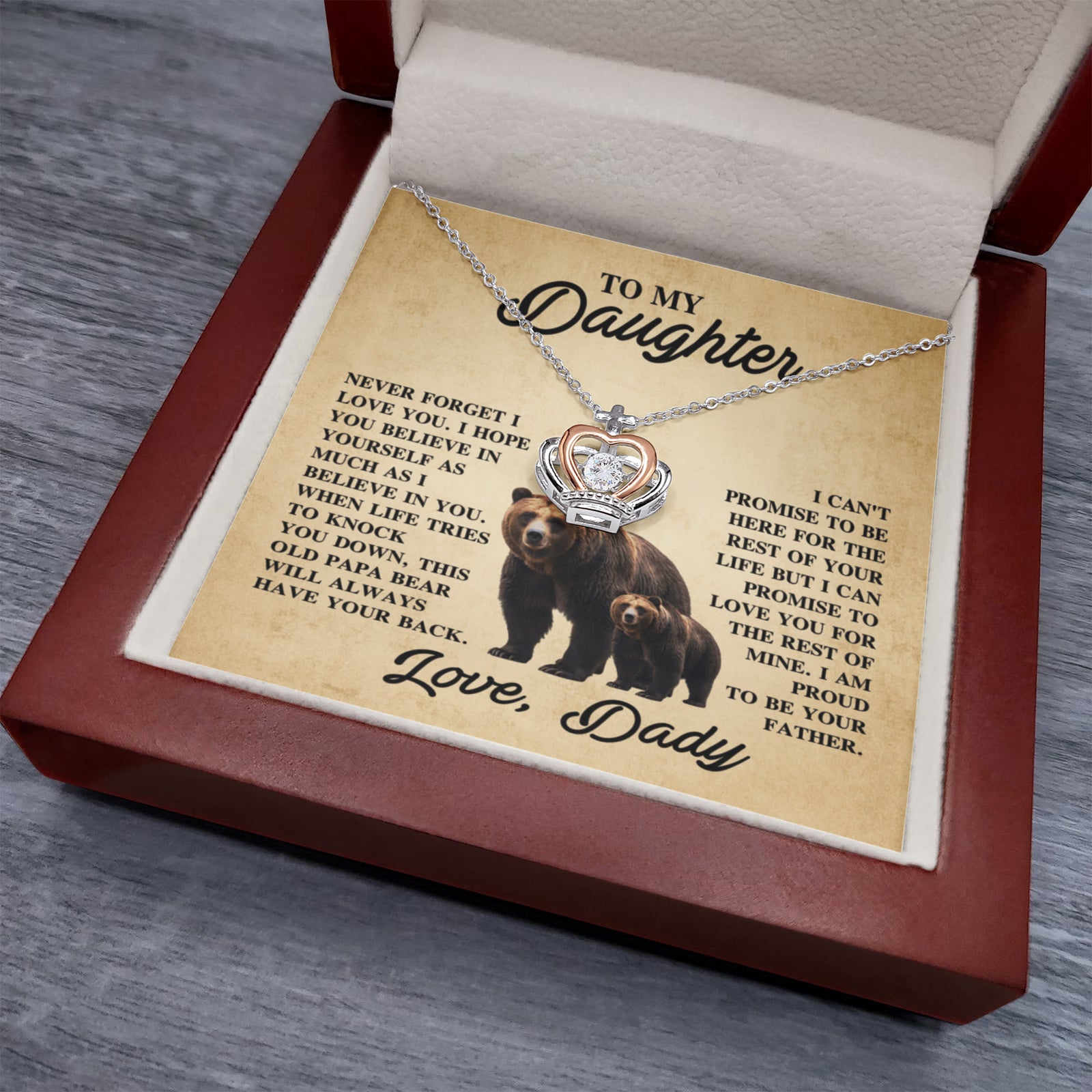 Believe in Yourself Crown Pendant Necklace with Cubic Zirconia Crystal – Sterling Silver & Rose Gold-Express Your Love Gifts