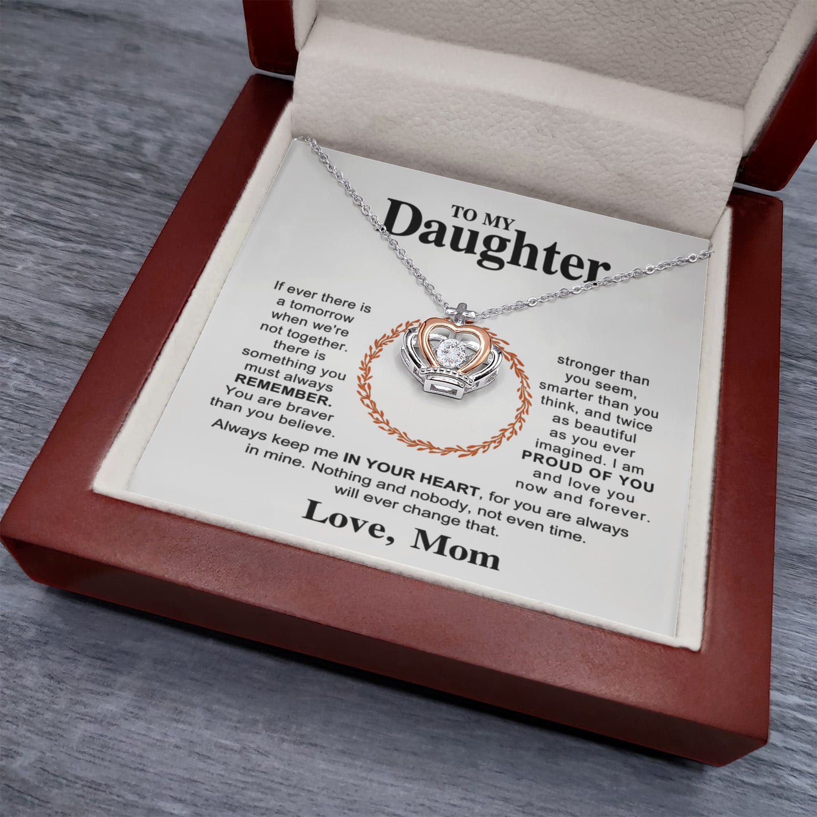 Prouder of You Crown Pendant Necklace with Cubic Zirconia Crystal – Sterling Silver & Rose Gold-Express Your Love Gifts