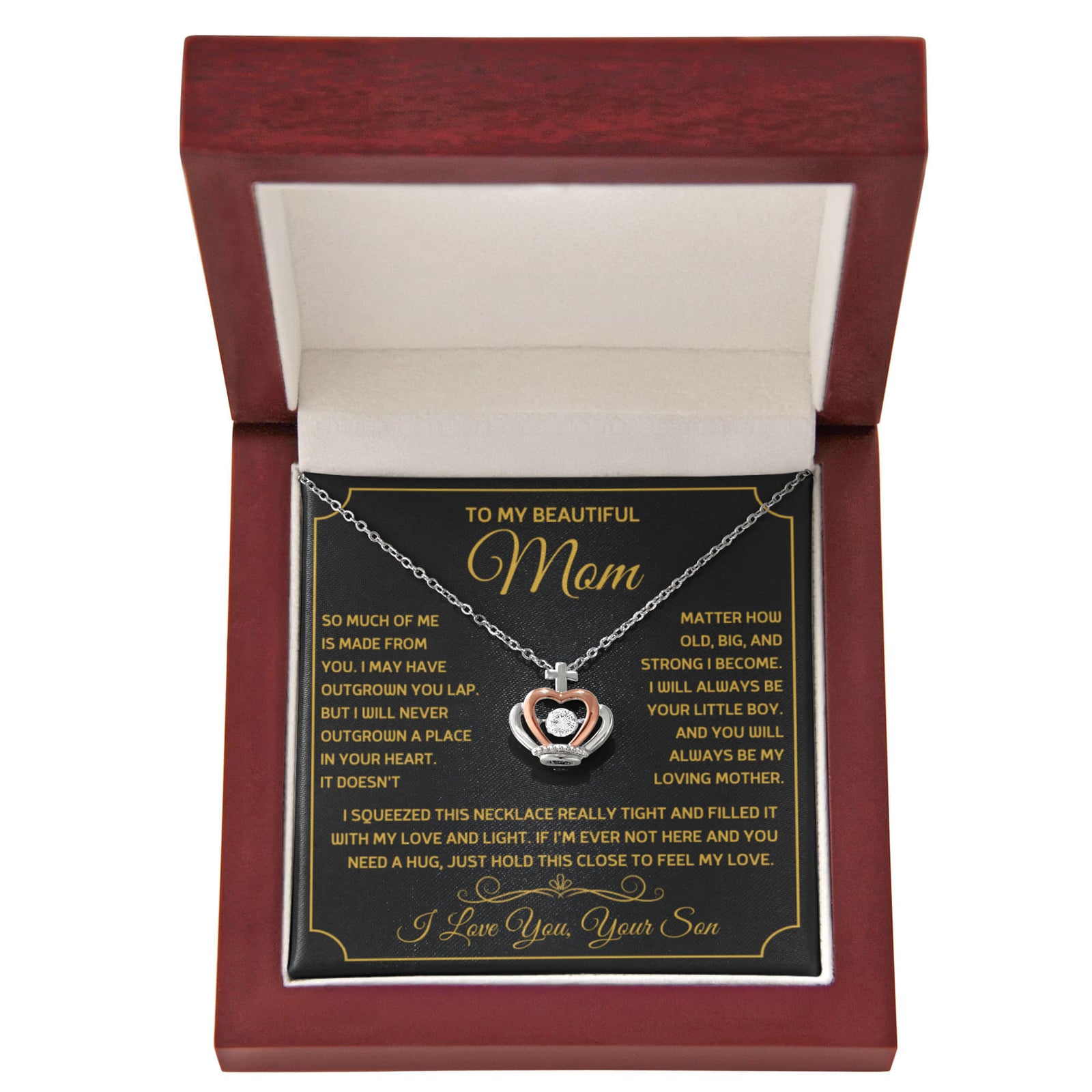 So Much of Me Crown Pendant Necklace with Cubic Zirconia Crystal – Sterling Silver & Rose Gold-Express Your Love Gifts