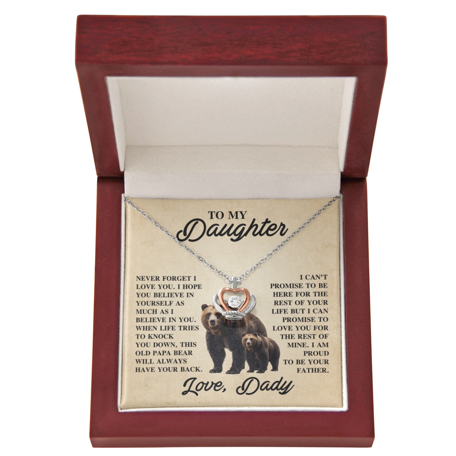 Believe in Yourself Crown Pendant Necklace with Cubic Zirconia Crystal – Sterling Silver & Rose Gold-Express Your Love Gifts