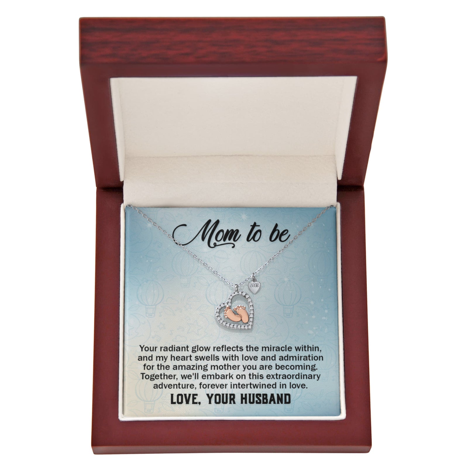 Mom to Be Heart Swells With Love Baby Feet Heart Necklace-Express Your Love Gifts