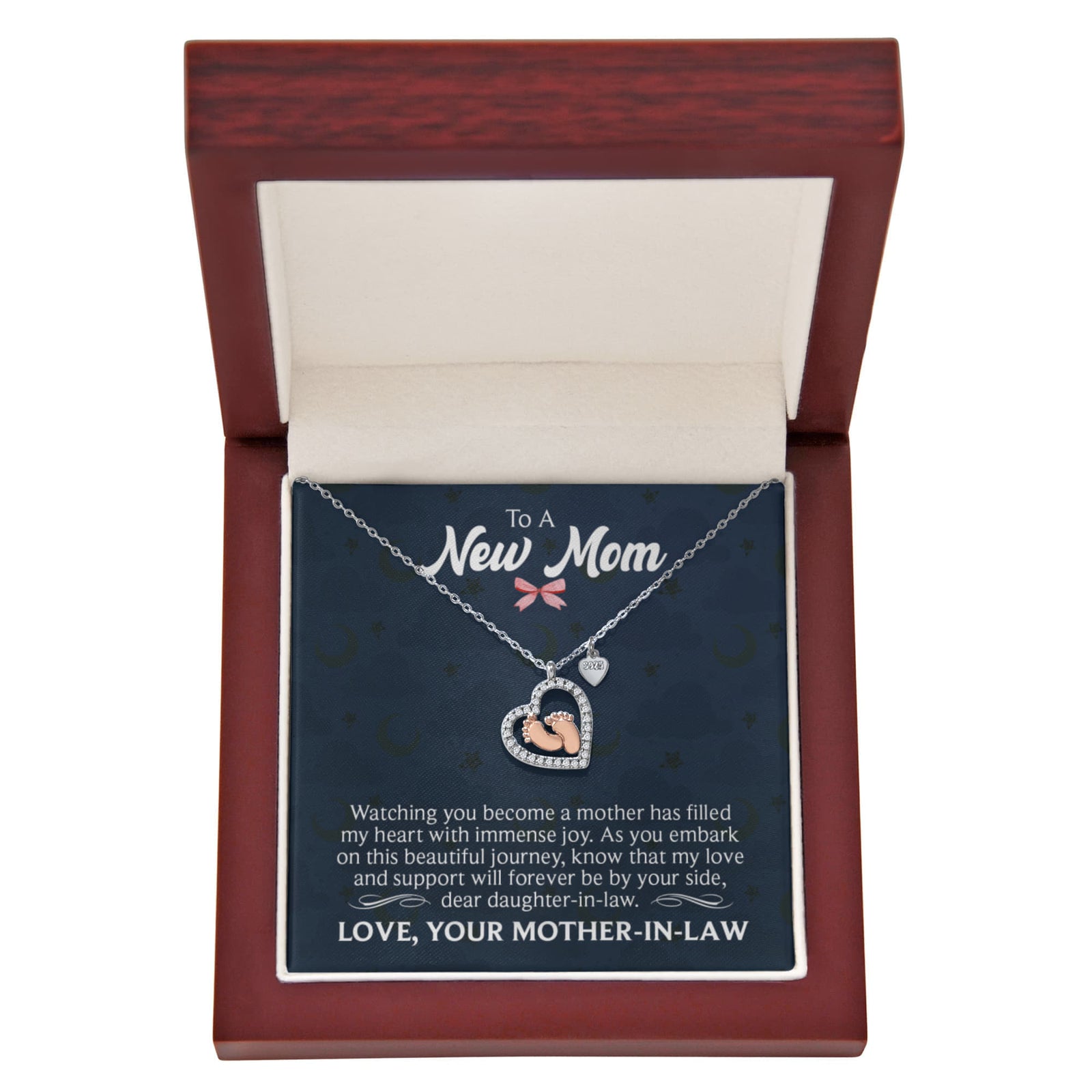 To a New Mom Beautiful Journey Baby Feet Heart Necklace-Express Your Love Gifts