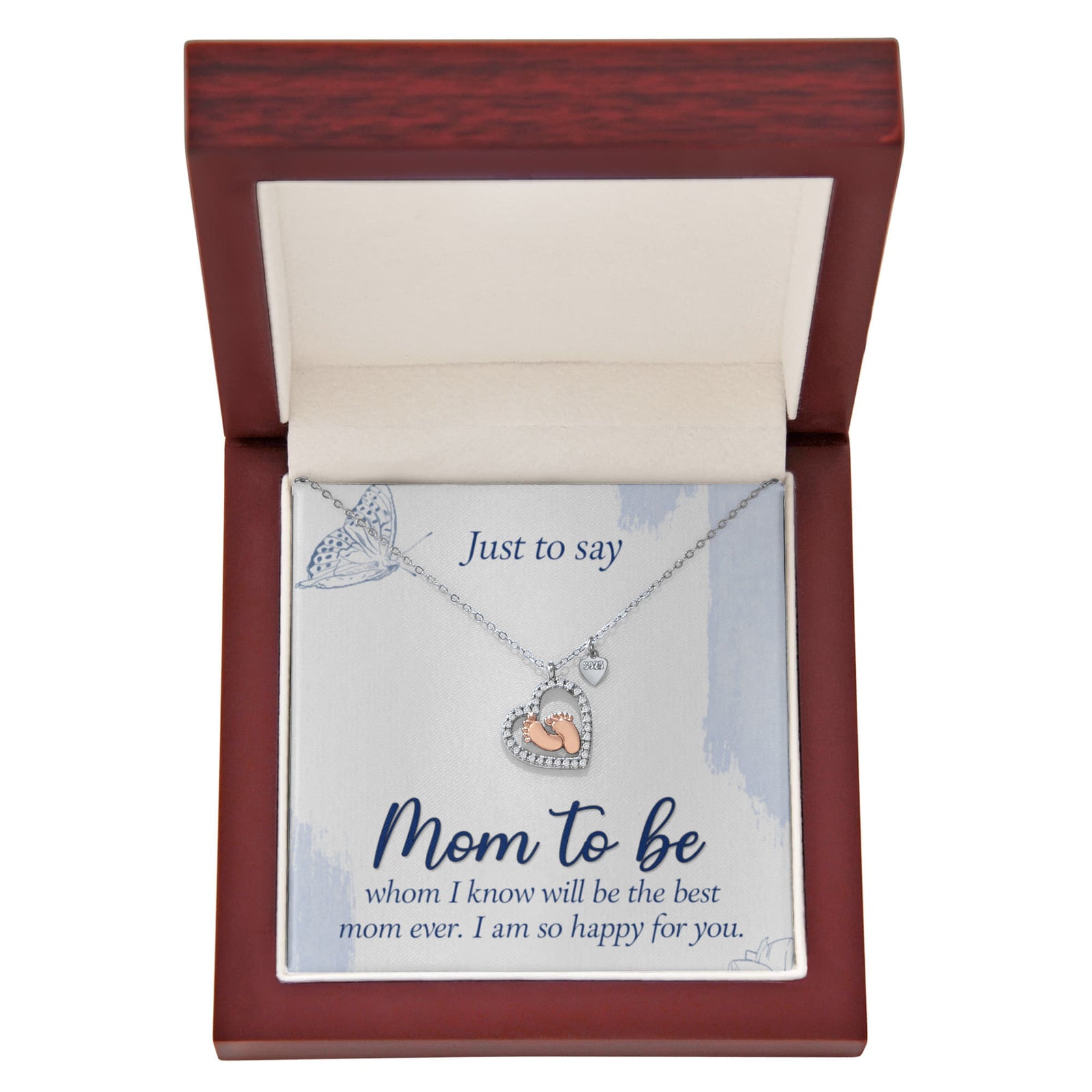 Just to Say Mom to Be Baby Feet Heart Necklace-Express Your Love Gifts