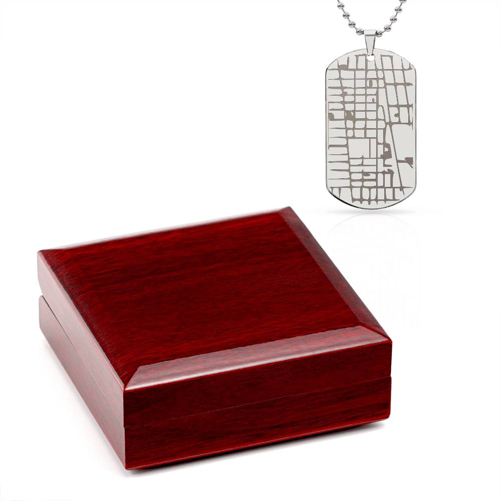 Engraved Dog Tag Map Necklace – Custom Location Stainless Steel Pendant-Express Your Love Gifts