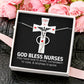 God Bless Nurses Heart Scope Necklace Red Swarovski Crystal Adjustable Chain 18-22"-Express Your Love Gifts