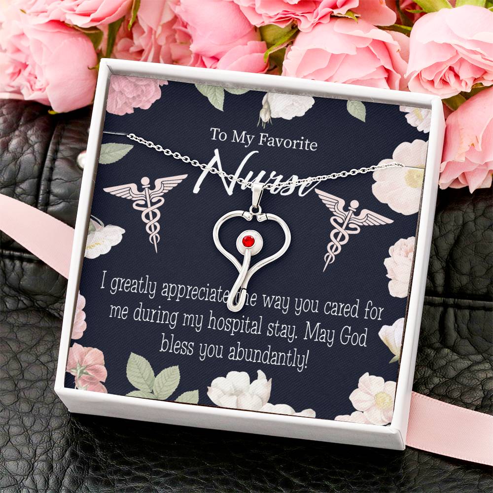 God Bless You Abundantly! Heart Scope Necklace Red Swarovski Crystal Adjustable Chain 18-22"-Express Your Love Gifts