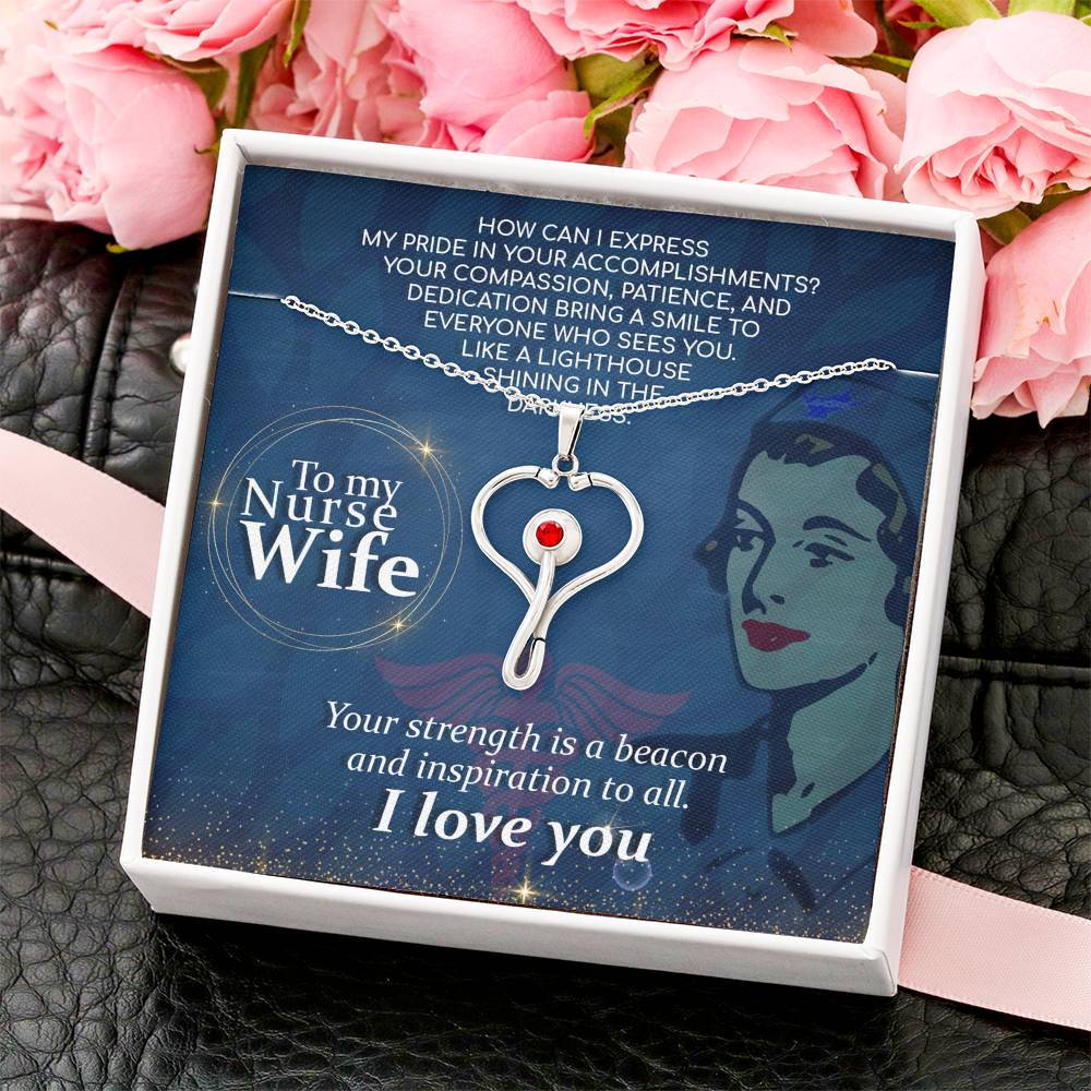 How Can I Heart Scope Necklace Red Swarovski Crystal Adjustable Chain 18-22"-Express Your Love Gifts