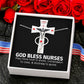 God Bless Nurses Heart Scope Necklace Red Swarovski Crystal Adjustable Chain 18-22"-Express Your Love Gifts
