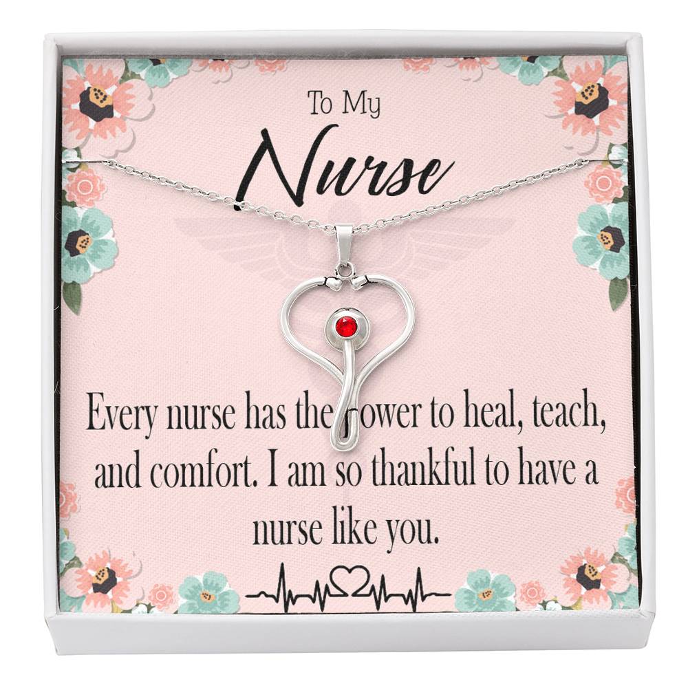 Power to Heal Heart Scope Necklace Red Swarovski Crystal Adjustable Chain 18-22"-Express Your Love Gifts