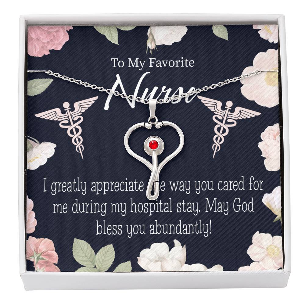 God Bless You Abundantly! Heart Scope Necklace Red Swarovski Crystal Adjustable Chain 18-22"-Express Your Love Gifts