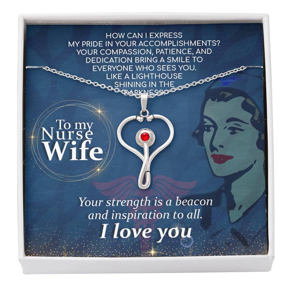 How Can I Heart Scope Necklace Red Swarovski Crystal Adjustable Chain 18-22"-Express Your Love Gifts