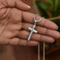 Strength, Role Model, Bestfriend Dad Artisan Cross Pendant Necklace with Adjustable Snake Chain – Gold or Stainless Steel-Express Your Love Gifts