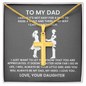 Dad Not Easy to Raise a Child Artisan Cross Pendant Necklace with Adjustable Snake Chain – Gold or Stainless Steel-Express Your Love Gifts