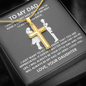Dad Not Easy to Raise a Child Artisan Cross Pendant Necklace with Adjustable Snake Chain – Gold or Stainless Steel-Express Your Love Gifts