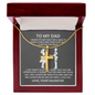 Dad Not Easy to Raise a Child Artisan Cross Pendant Necklace with Adjustable Snake Chain – Gold or Stainless Steel-Express Your Love Gifts