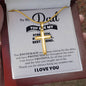 Strength, Role Model, Bestfriend Dad Artisan Cross Pendant Necklace with Adjustable Snake Chain – Gold or Stainless Steel-Express Your Love Gifts