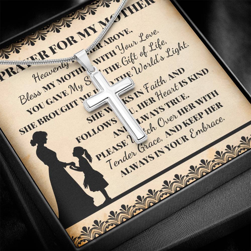 To Mom Prayer For My Mother Cross Card Necklace w Stainless Steel Pendant-Express Your Love Gifts