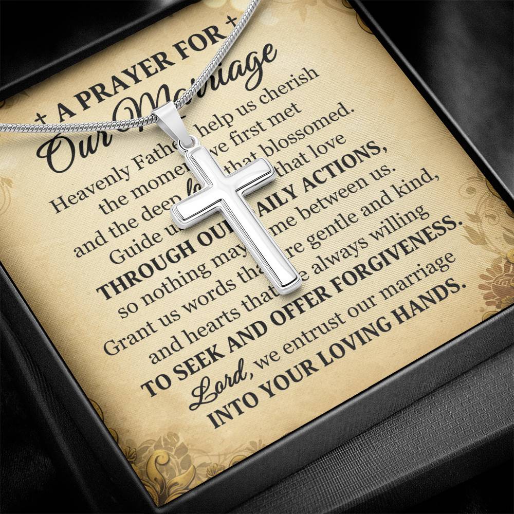 For Our Marriage Cross Card Necklace w Stainless Steel Pendant-Express Your Love Gifts