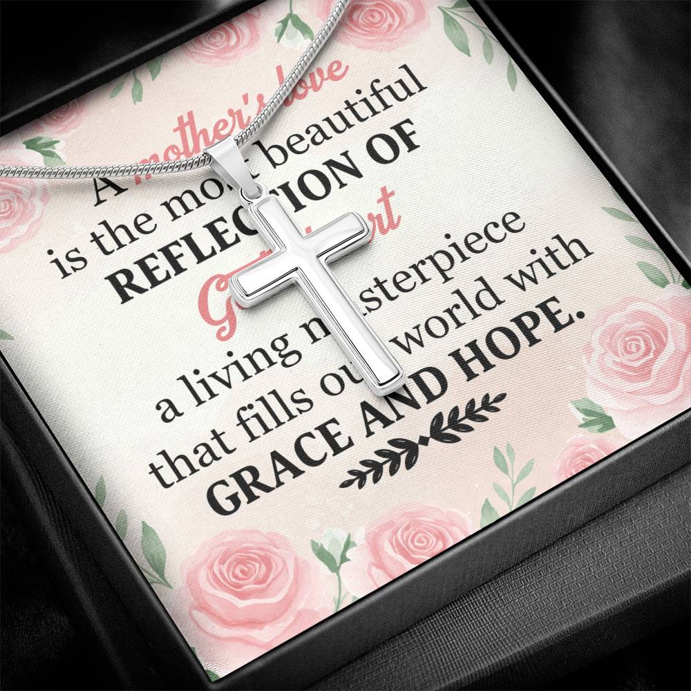 To Mom Grace and Hope Cross Card Necklace w Stainless Steel Pendant-Express Your Love Gifts