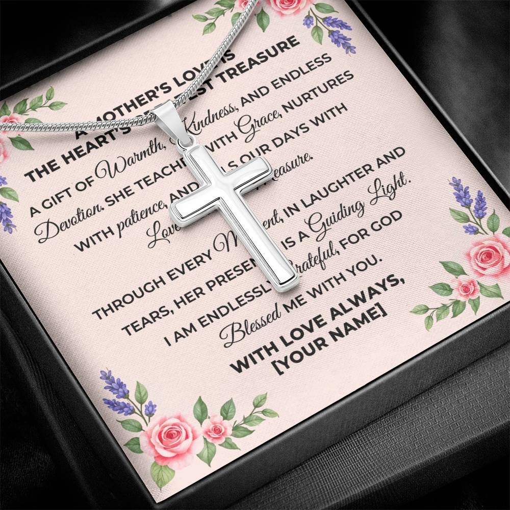 Personalized To Mom Mothers Love Cross Card Necklace w Stainless Steel Pendant-Express Your Love Gifts