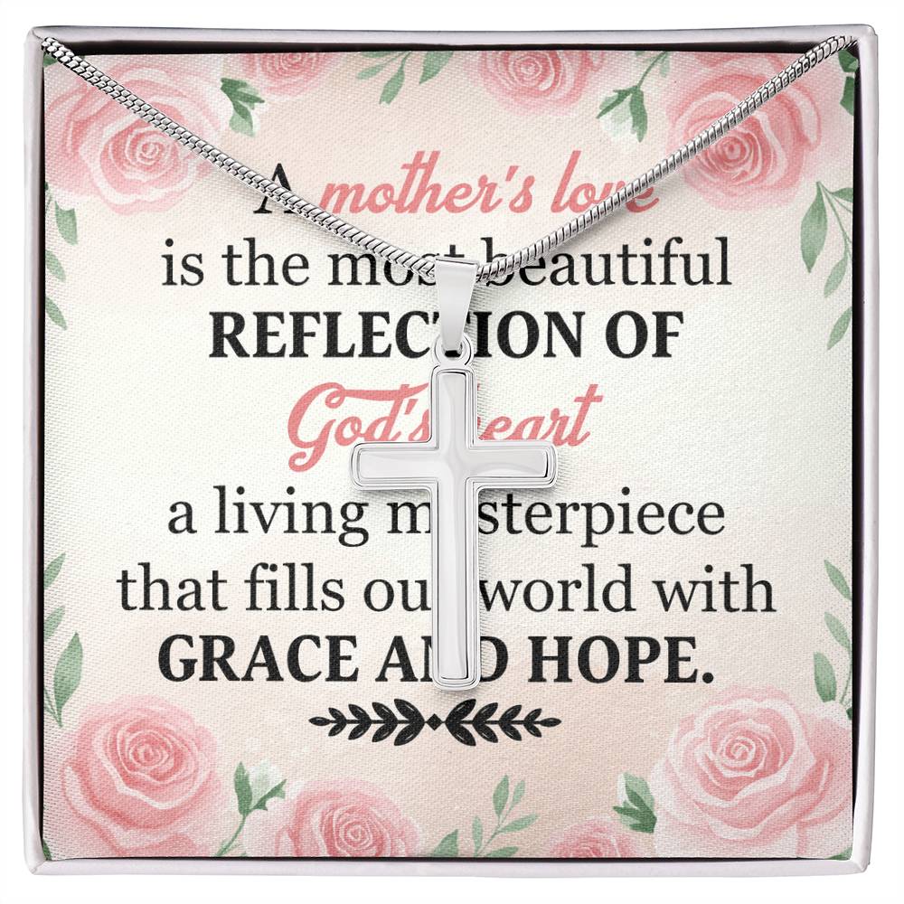 To Mom Grace and Hope Cross Card Necklace w Stainless Steel Pendant-Express Your Love Gifts