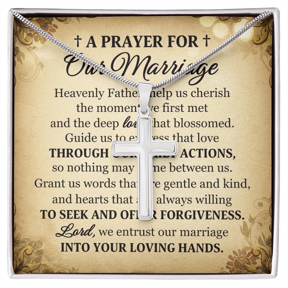 For Our Marriage Cross Card Necklace w Stainless Steel Pendant-Express Your Love Gifts