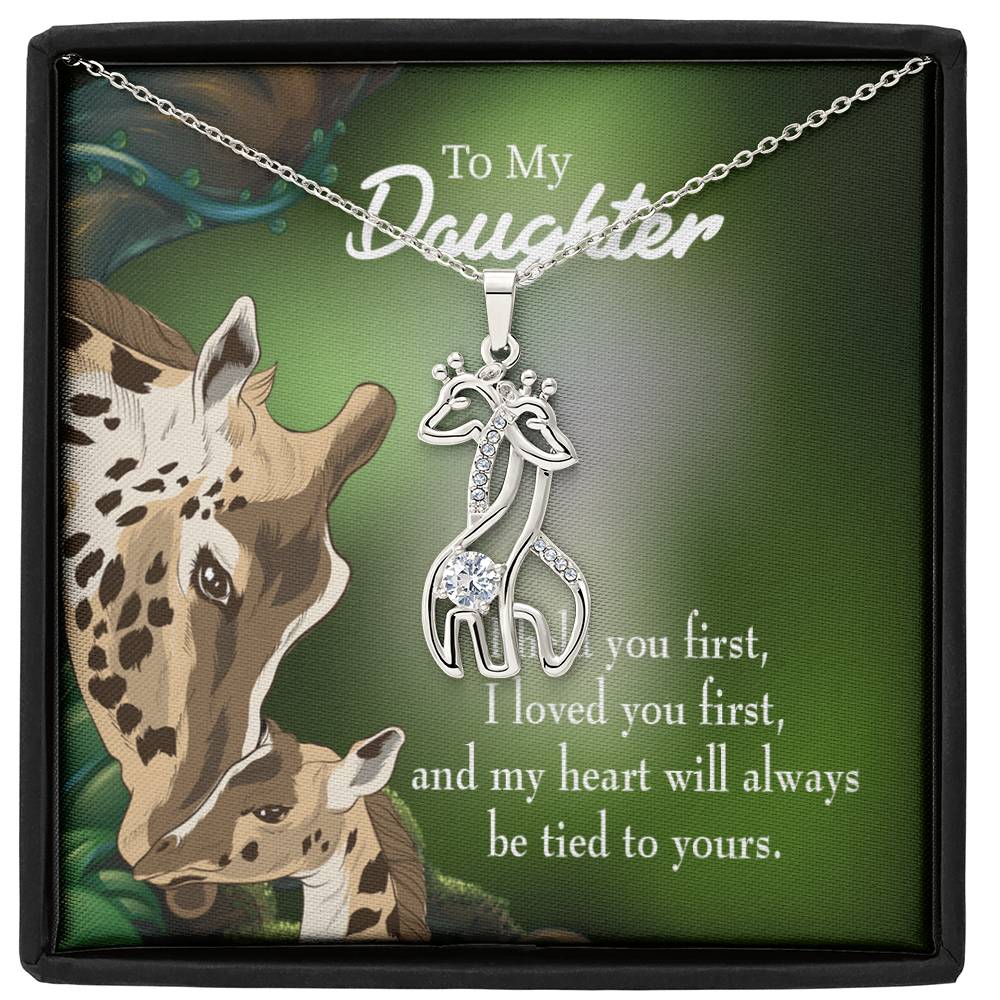 To My Daughter Tied To You Mother's Treasure Gold/Silver Giraffe Necklace with Message Card &amp; Cubic Zirconia-Express Your Love Gifts
