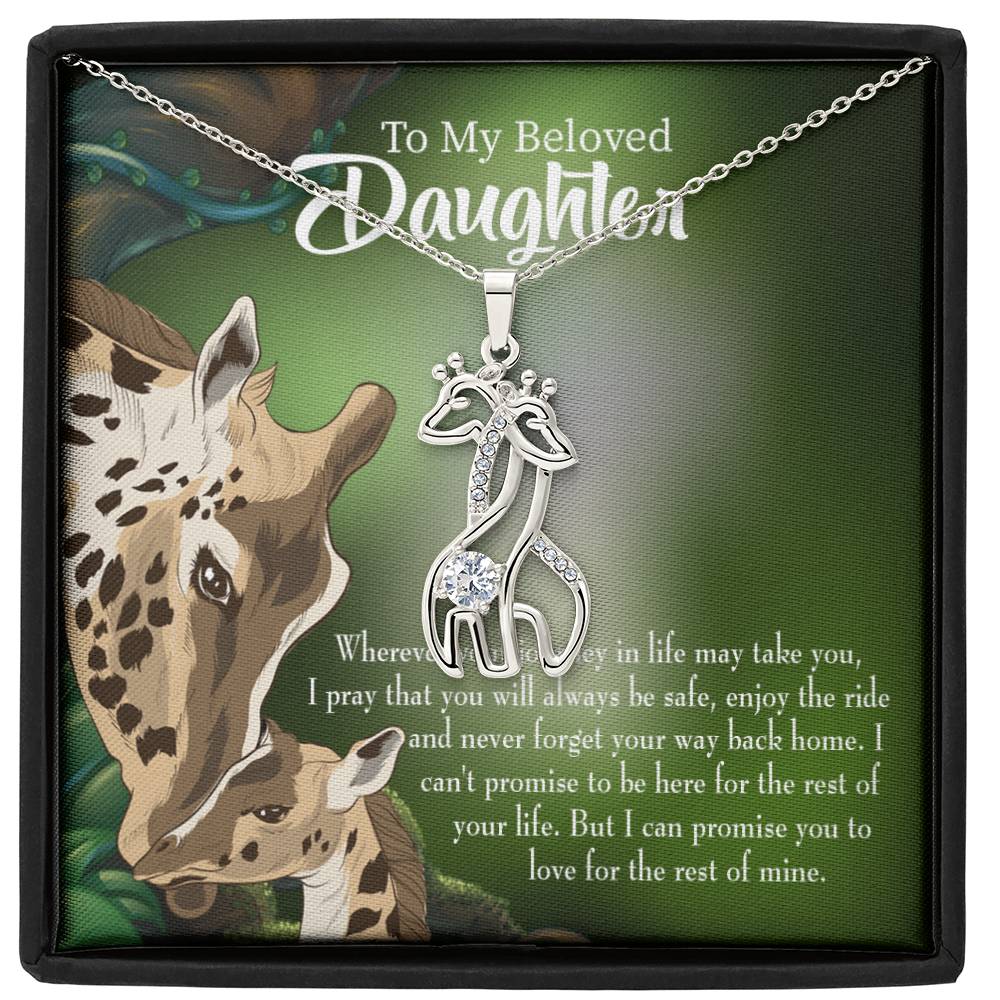 Daughter Mom Love Is Eternal Mother's Treasure Gold/Silver Giraffe Necklace with Message Card &amp; Cubic Zirconia-Express Your Love Gifts
