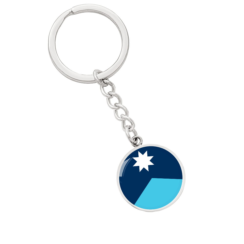 Minnesota State Flag 2024 Circle Keychain Stainless Steel or 18k Gold Pendant-Express Your Love Gifts
