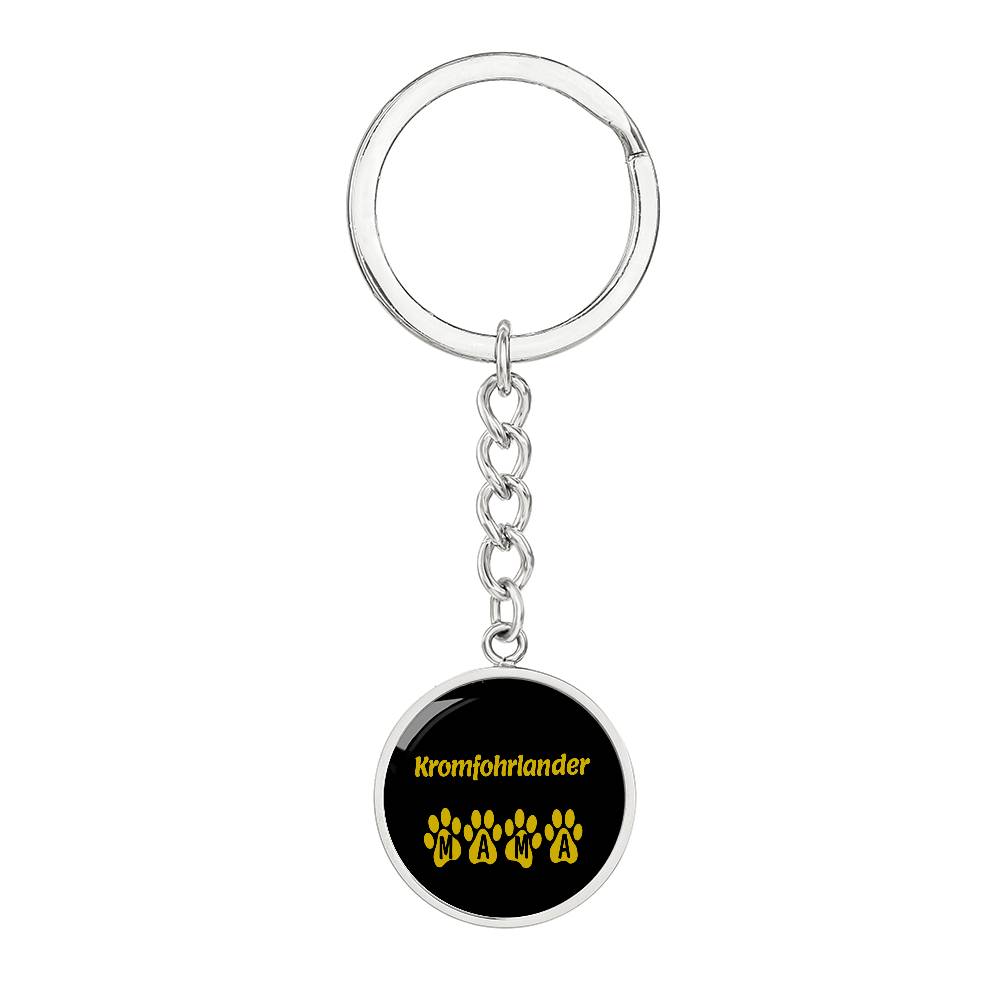 Kromfohrlander Mama Circle Keychain Stainless Steel or 18k Gold Dog Mom Pendant-Express Your Love Gifts