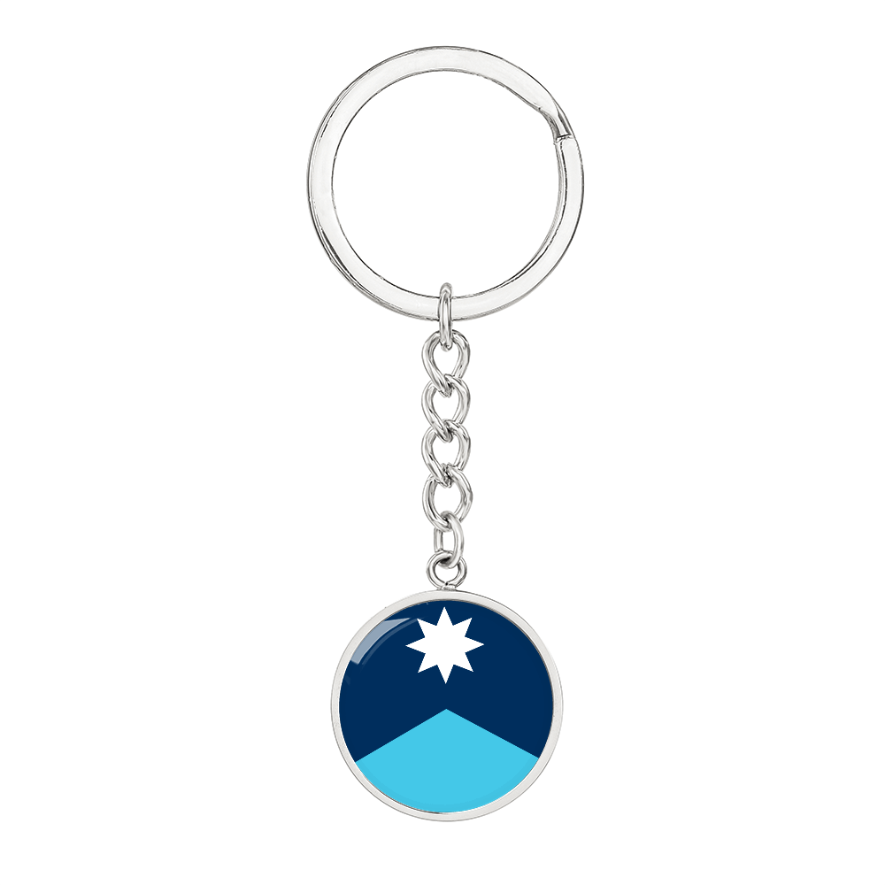 Minnesota State Flag 2024 Circle Keychain Stainless Steel or 18k Gold Pendant-Express Your Love Gifts