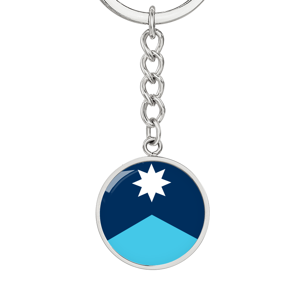 Minnesota State Flag 2024 Circle Keychain Stainless Steel or 18k Gold Pendant-Express Your Love Gifts