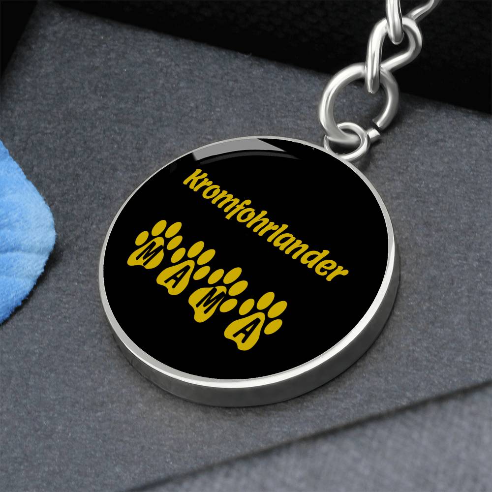Kromfohrlander Mama Circle Keychain Stainless Steel or 18k Gold Dog Mom Pendant-Express Your Love Gifts