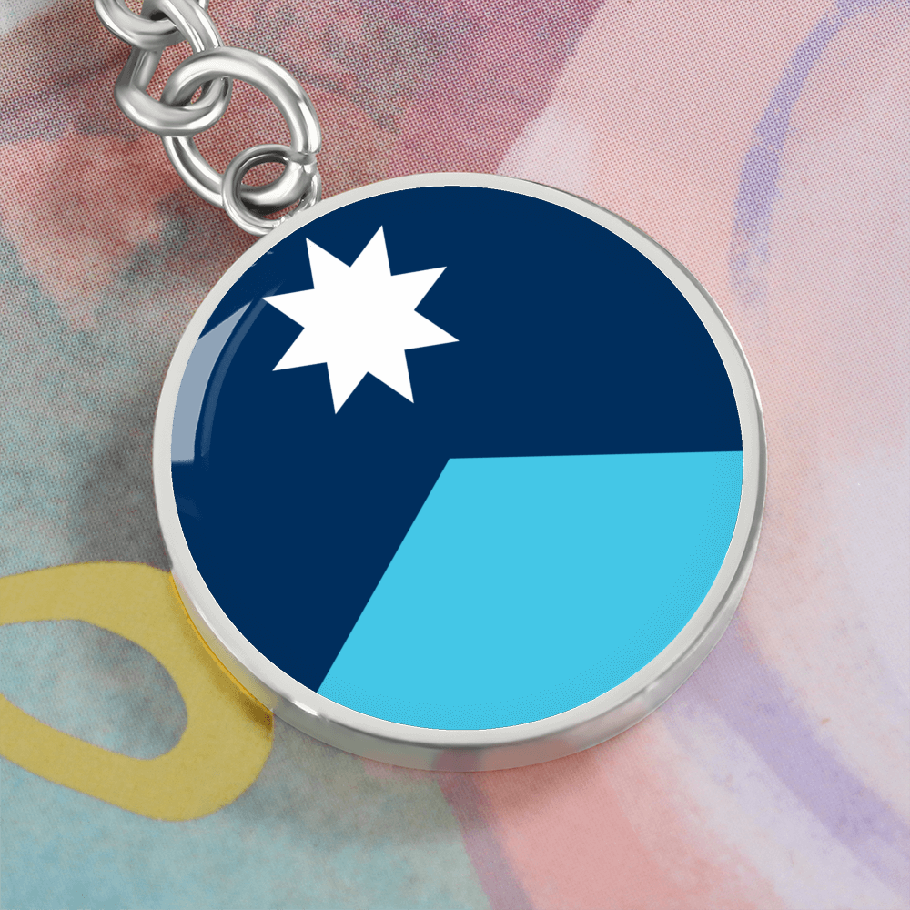 Minnesota State Flag 2024 Circle Keychain Stainless Steel or 18k Gold Pendant-Express Your Love Gifts