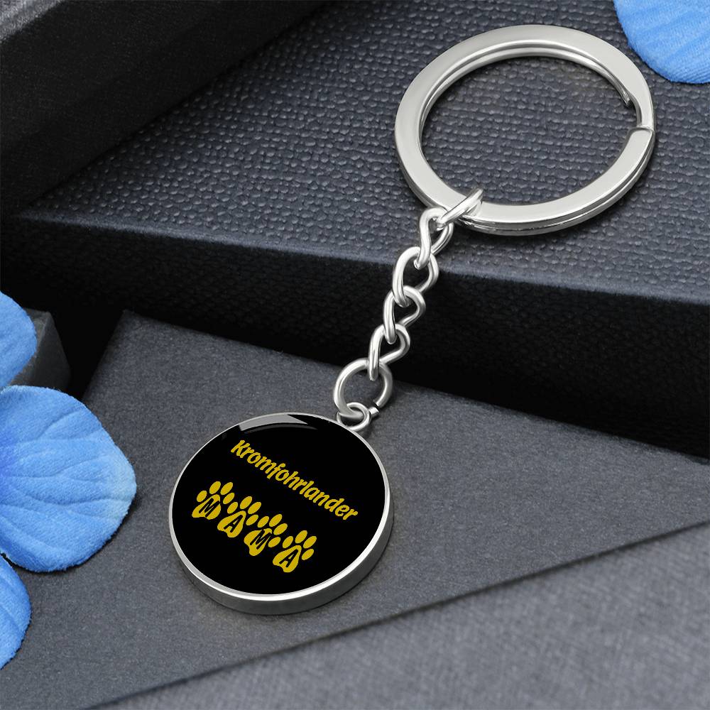 Kromfohrlander Mama Circle Keychain Stainless Steel or 18k Gold Dog Mom Pendant-Express Your Love Gifts