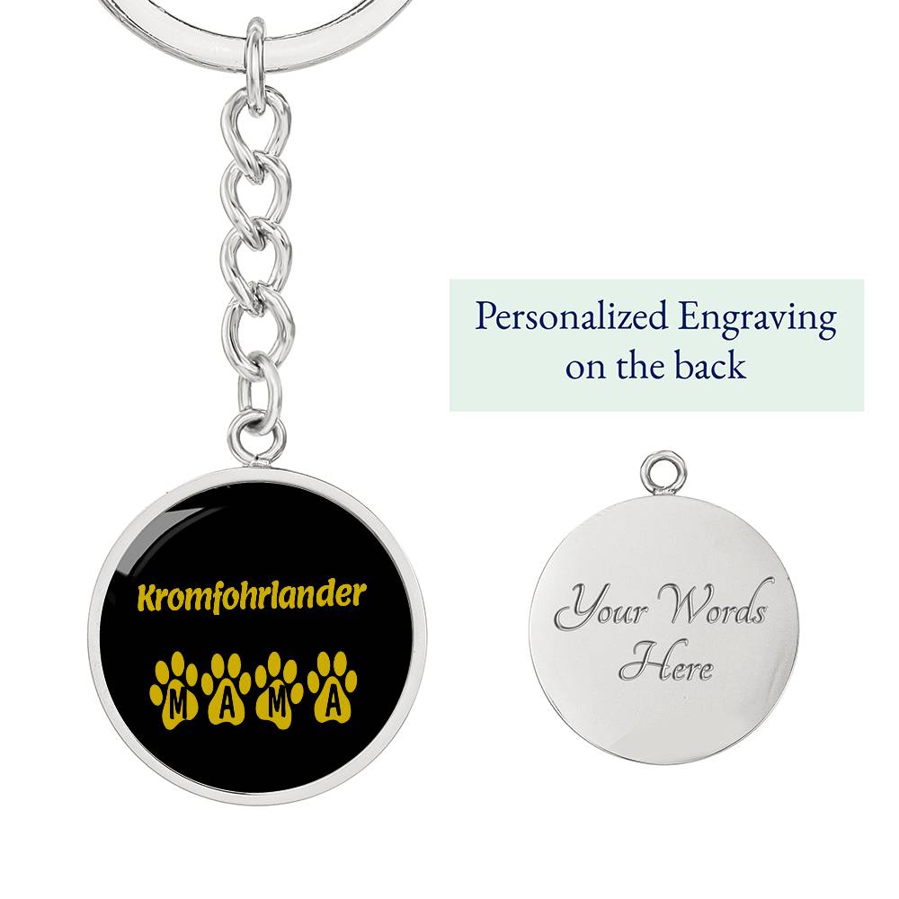 Kromfohrlander Mama Circle Keychain Stainless Steel or 18k Gold Dog Mom Pendant-Express Your Love Gifts