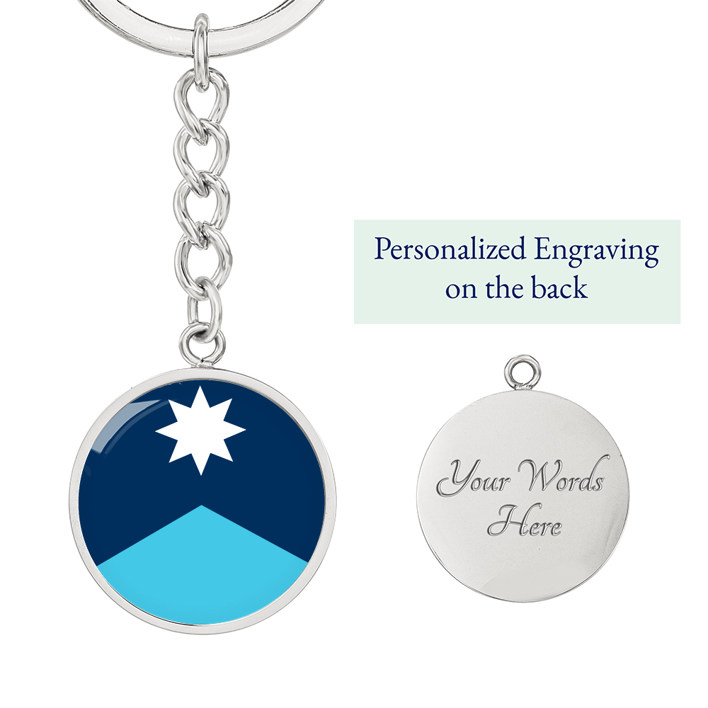 Minnesota State Flag 2024 Circle Keychain Stainless Steel or 18k Gold Pendant-Express Your Love Gifts