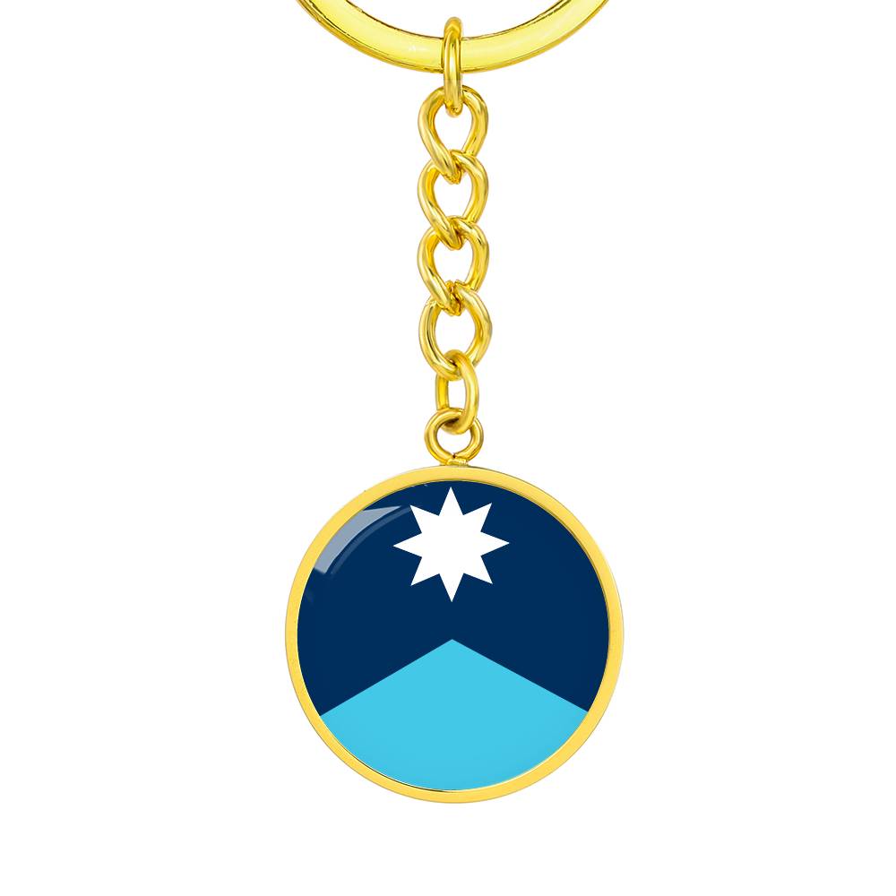 Minnesota State Flag 2024 Circle Keychain Stainless Steel or 18k Gold Pendant-Express Your Love Gifts