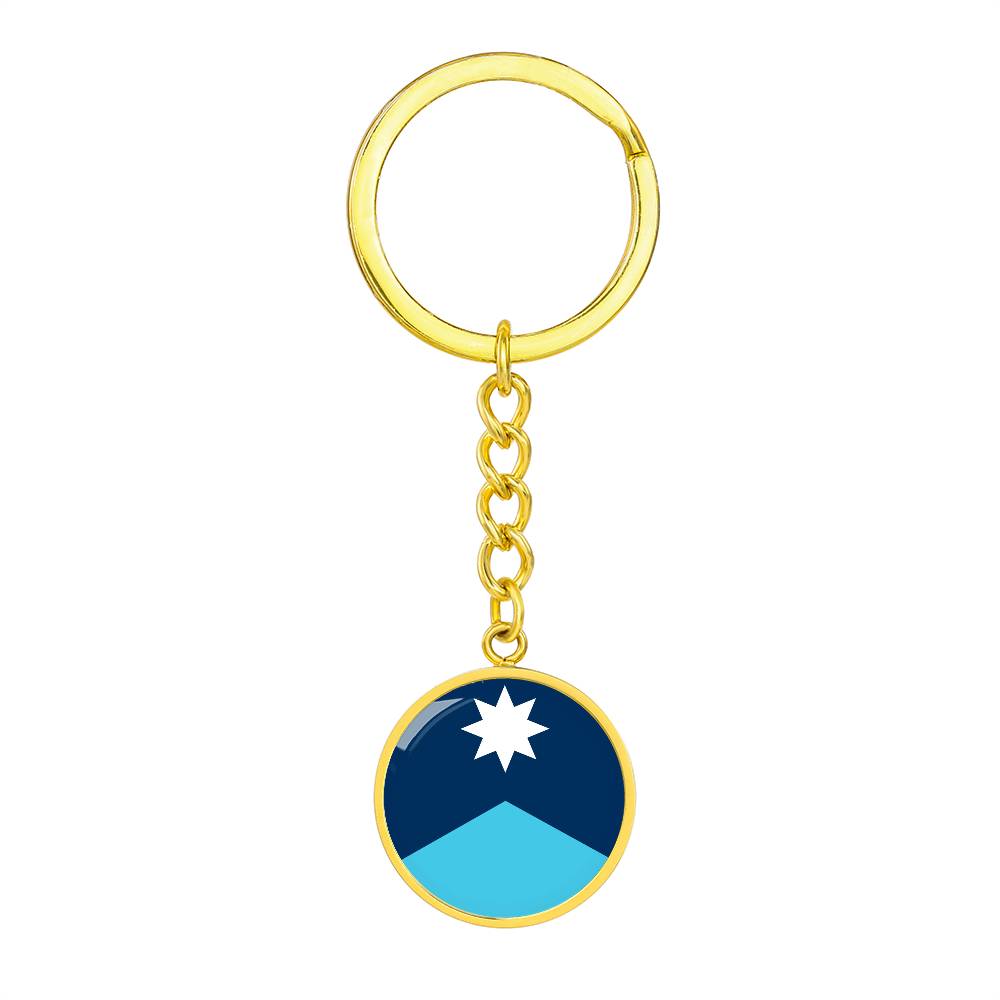 Minnesota State Flag 2024 Circle Keychain Stainless Steel or 18k Gold Pendant-Express Your Love Gifts