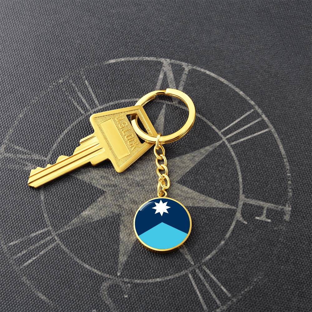 Minnesota State Flag 2024 Circle Keychain Stainless Steel or 18k Gold Pendant-Express Your Love Gifts