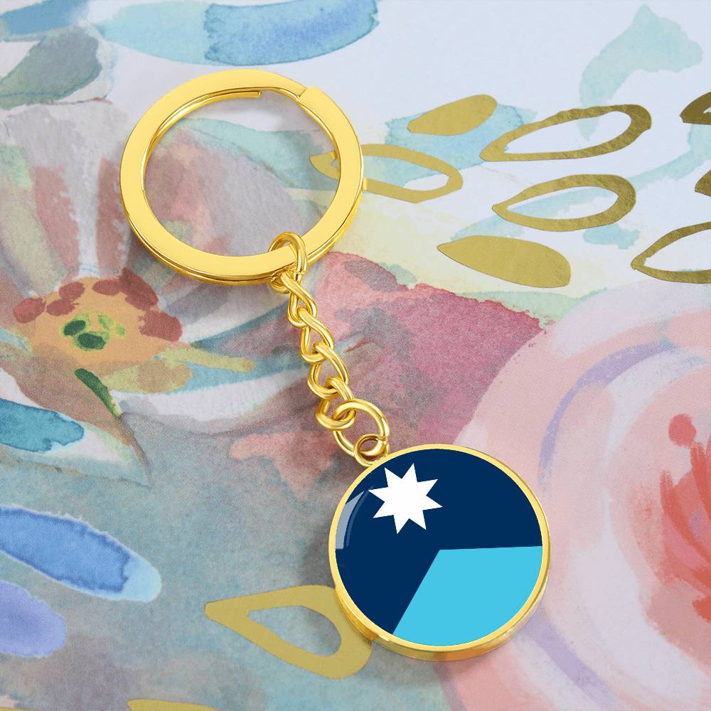Minnesota State Flag 2024 Circle Keychain Stainless Steel or 18k Gold Pendant-Express Your Love Gifts