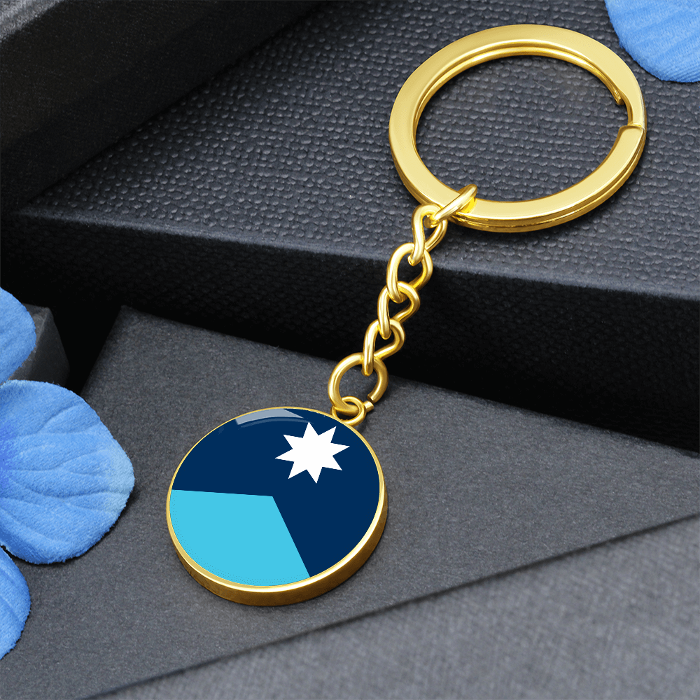 Minnesota State Flag 2024 Circle Keychain Stainless Steel or 18k Gold Pendant-Express Your Love Gifts