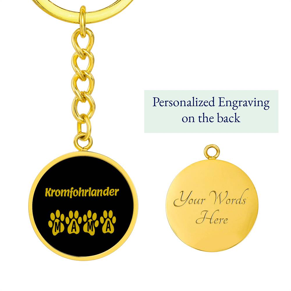 Kromfohrlander Mama Circle Keychain Stainless Steel or 18k Gold Dog Mom Pendant-Express Your Love Gifts