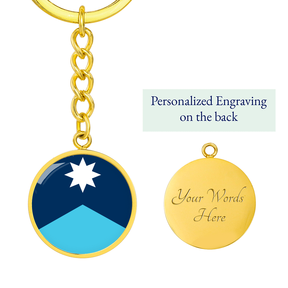 Minnesota State Flag 2024 Circle Keychain Stainless Steel or 18k Gold Pendant-Express Your Love Gifts