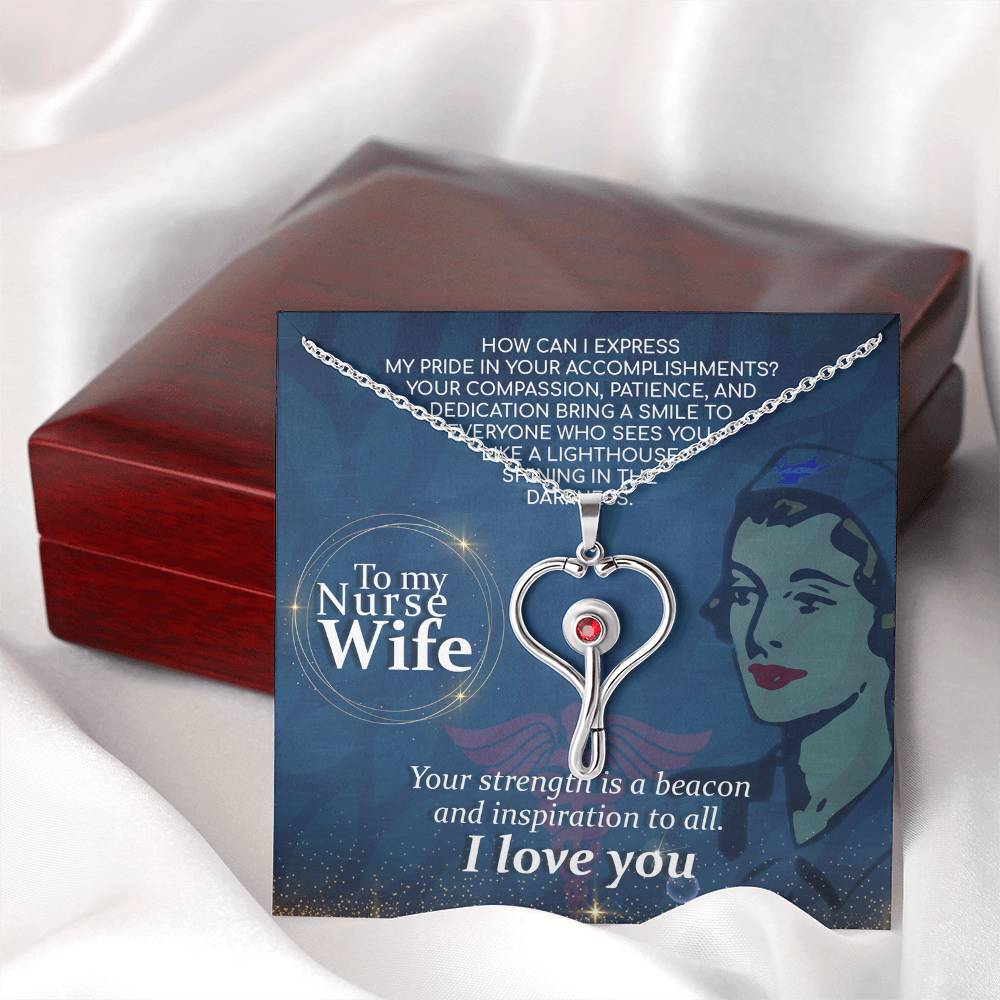 How Can I Heart Scope Necklace Red Swarovski Crystal Adjustable Chain 18-22"-Express Your Love Gifts