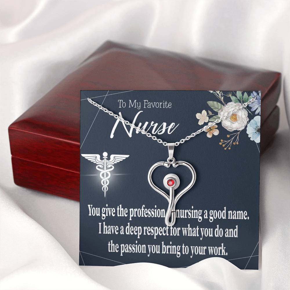 Deep Respect Heart Scope Necklace Red Swarovski Crystal Adjustable Chain 18-22"-Express Your Love Gifts