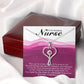 Inspirational Message for Nurse Heart Scope Necklace Red Swarovski Crystal Adjustable Chain 18-22"-Express Your Love Gifts
